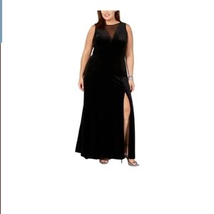 NW Nightway Velvet Illusion Long  Evening Dress